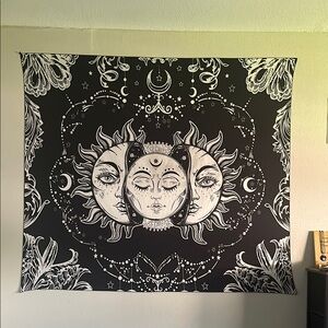 Black and White Celestial Wall Tapestry